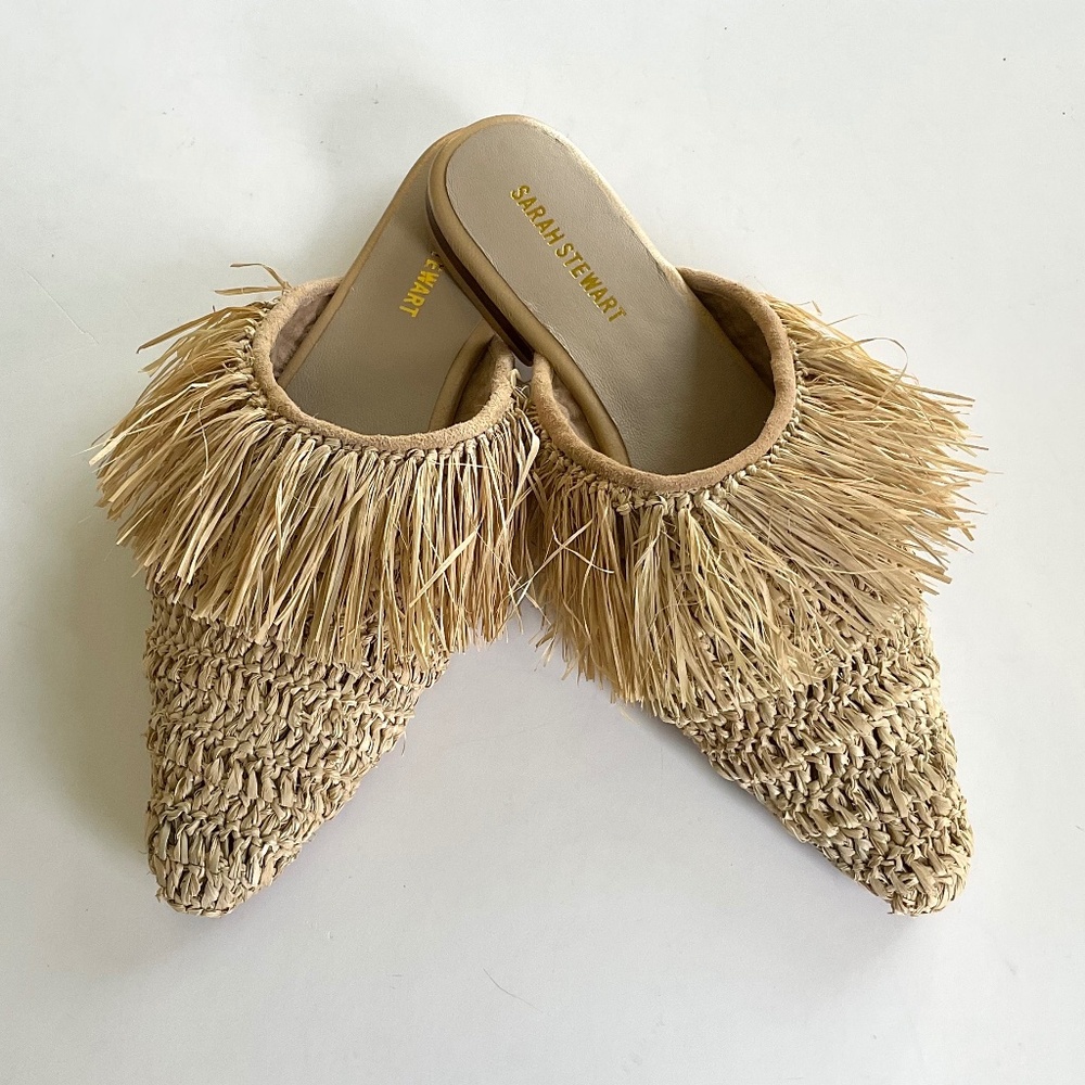 SARAH STEWART Eliza Raffia Handcrafted Mules Size 9 NWT - Picture 8 of 12